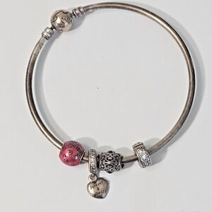 Authentic Pandora Bracelet 4 ALE Charms Heart Birthday Forever & Always 925